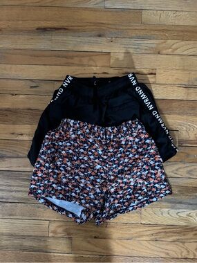 Men’s Black Athletic Shorts with Logo Tape & Floral Print Running Shorts - Pack